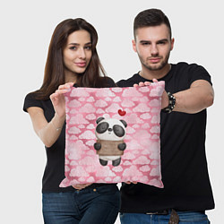 Подушка квадратная Панда с сердечком love, цвет: 3D-принт — фото 2