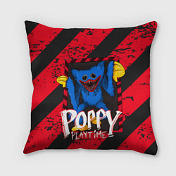 Подушка квадратная Poppy Playtime RED WARNING, цвет: 3D-принт