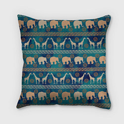 Подушка квадратная Жирафы и слоны