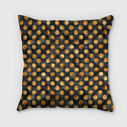 Подушка квадратная Золотой горошек на черном фоне, цвет: 3D-принт