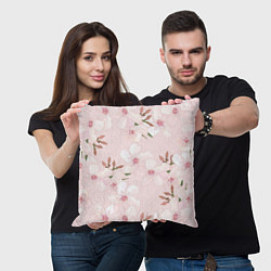 Подушка квадратная Розовые цветы весны, цвет: 3D-принт — фото 2
