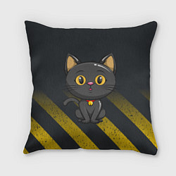 Подушка квадратная Черный кот желтые полосы, цвет: 3D-принт