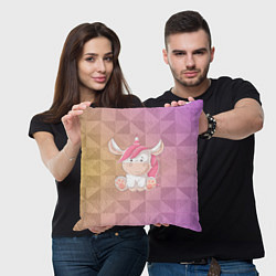 Подушка квадратная Единорог с розовыми волосами, цвет: 3D-принт — фото 2