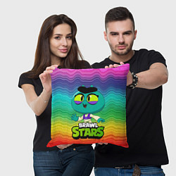 Подушка квадратная Eve BrawlStars Радуга, цвет: 3D-принт — фото 2