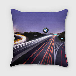 Подушка квадратная BMW Ночная трасса, цвет: 3D-принт