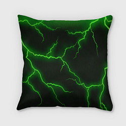 Подушка квадратная Разряд молнии: Green, цвет: 3D-принт