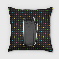 Подушка квадратная Черный длинный котик, цвет: 3D-принт