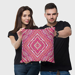 Подушка квадратная Абстракция Узор розового цвета, цвет: 3D-принт — фото 2