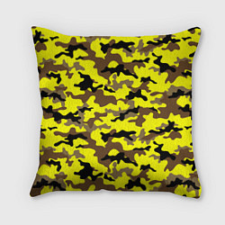 Подушка квадратная Камуфляж Жёлто-Коричневый, цвет: 3D-принт