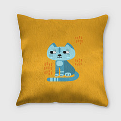 Подушка квадратная Очаровательный котик в плоском стиле в ярких цвета, цвет: 3D-принт