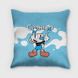 Подушка квадратная Cuphead синяя чашечка