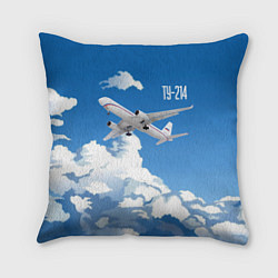 Подушка квадратная Самолет Ту-214, цвет: 3D-принт