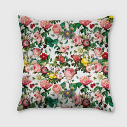 Подушка квадратная Узор из летних роз Summer Roses Pattern