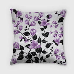 Подушка квадратная Распустившиеся фиолетовые цветы