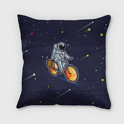 Подушка квадратная Космонавт на велосипеде, цвет: 3D-принт