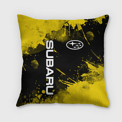 Подушка квадратная СУБАРУ - SUBARU Желтые пятна, цвет: 3D-принт