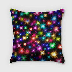 Подушка квадратная ЦВЕТНЫЕ ЗВЕЗДЫ COLORED STARS, цвет: 3D-принт
