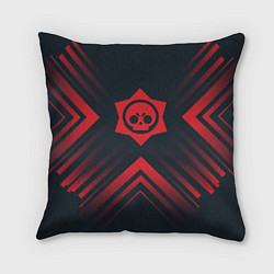 Подушка квадратная Красный Символ Brawl Stars на темном фоне со стрел