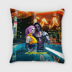 Подушка квадратная Cyberpunk2077 Johnny Vi girl