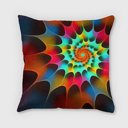 Подушка квадратная Красочная неоновая спираль Colorful neon spiral, цвет: 3D-принт
