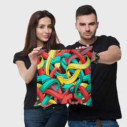 Подушка квадратная ПЕРЕПЛЕТАЮЩИЕСЯ СТРЕЛКИ, цвет: 3D-принт — фото 2
