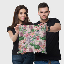 Подушка квадратная Цветы Розовые Лилии и Сирень, цвет: 3D-принт — фото 2