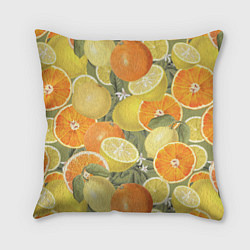 Подушка квадратная Апельсины и Лимоны, цвет: 3D-принт