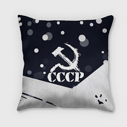 Подушка квадратная Ussr - ссср - серп и молот, цвет: 3D-принт