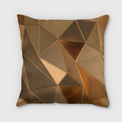 Подушка квадратная Золотые 3D треугольники, цвет: 3D-принт