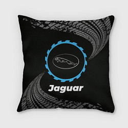 Подушка квадратная Jaguar в стиле Top Gear со следами шин на фоне
