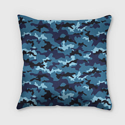 Подушка квадратная Камуфляж Тёмно-Синий Camouflage Dark-Blue