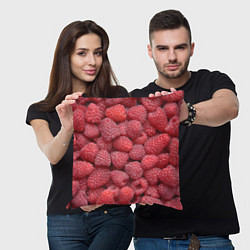 Подушка квадратная Малина - ягоды, цвет: 3D-принт — фото 2