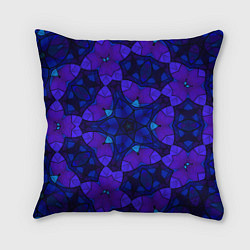 Подушка квадратная Калейдоскоп -геометрический сине-фиолетовый узор