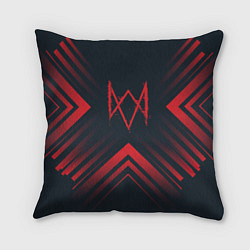 Подушка квадратная Красный Символ Watch Dogs на темном фоне со стрелк