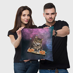 Подушка квадратная Космический котёнок диджей Space DJ Cat, цвет: 3D-принт — фото 2
