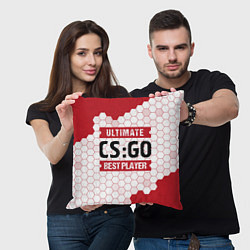 Подушка квадратная CS:GO: красные таблички Best Player и Ultimate, цвет: 3D-принт — фото 2