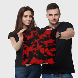 Подушка квадратная Черно-красная абстракция, цвет: 3D-принт — фото 2