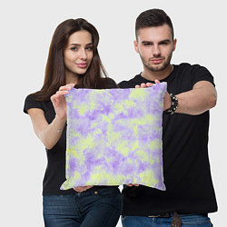 Подушка квадратная Нежный желто-фиолетовый тай дай, цвет: 3D-принт — фото 2