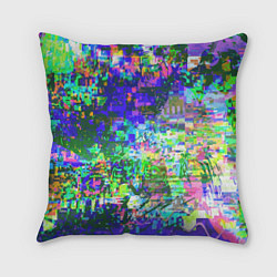 Подушка квадратная Красочный авангардный глитч Экспрессия, цвет: 3D-принт