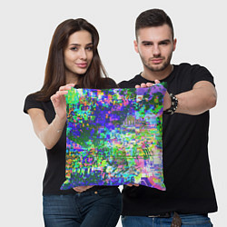 Подушка квадратная Красочный авангардный глитч Экспрессия, цвет: 3D-принт — фото 2