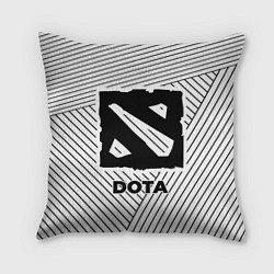 Подушка квадратная Символ Dota на светлом фоне с полосами