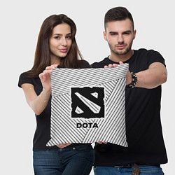 Подушка квадратная Символ Dota на светлом фоне с полосами, цвет: 3D-принт — фото 2