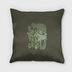 Подушка квадратная Нежные акварельные листья, цвет: 3D-принт