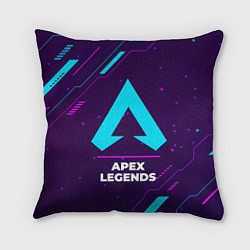 Подушка квадратная Символ Apex Legends в неоновых цветах на темном фо