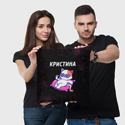 Подушка квадратная Кристина КОШЕЧКА Потертости, цвет: 3D-принт — фото 2