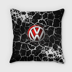 Подушка квадратная Volkswagen Трещины, цвет: 3D-принт