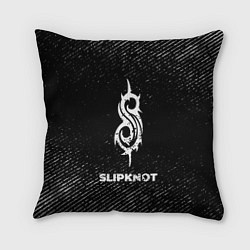 Подушка квадратная Slipknot с потертостями на темном фоне