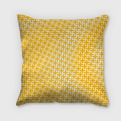Подушка квадратная Белые крестики на желтом фоне, цвет: 3D-принт