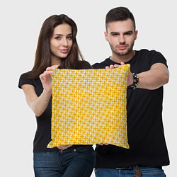 Подушка квадратная Белые крестики на желтом фоне, цвет: 3D-принт — фото 2
