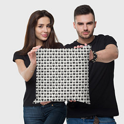 Подушка квадратная Черные и серые сердечки, цвет: 3D-принт — фото 2